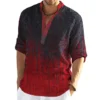 Graffiti 3D Print Henley Shirts Men's Fashion Streetwear Oversized Stand Collar Long Sleeve Shirt Male Tops Blouse Man Clothing